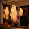 Halloween Hanging Ghost Decorations Outdoor Decoration, Large on Broom, Spooky Porch Decor Flying Gauze for Tree, Porch, Yard, Patio, Outside