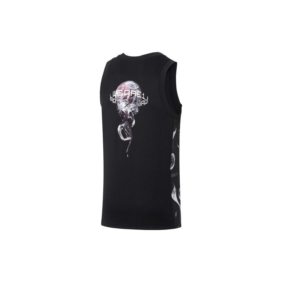 Li-Ning Loose Knit Basketball Vest Men Tops Black AAYS079-1