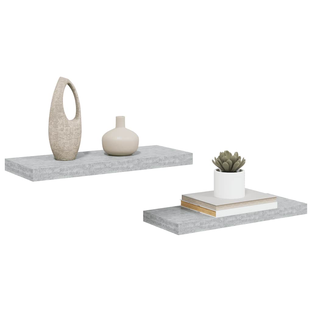 Vidaxl Półki Ścienne, 2 Szt., Szarość Betonu, 60 X 23,5 X 3,8 Cm, Mdf