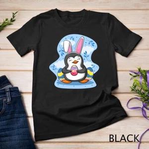 Easter Penguin Holding Egg Cute Bunny Ears Penguin Lover T-Shirt Unisex T-shirt 1 L
