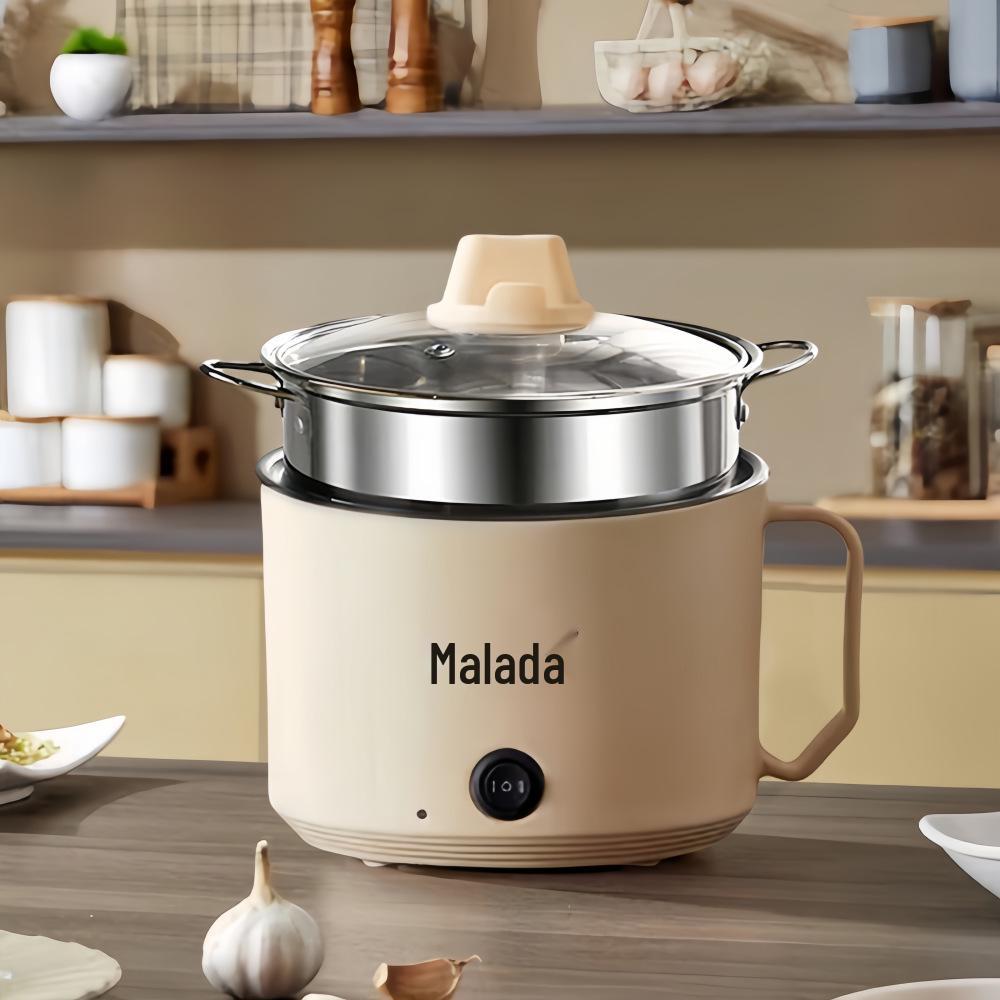 Compact Multifunctional Electric Cooker: Non-stick Mini Dorm Pot, Electric Steamer, Noodle Cooker, and Frying Pan.