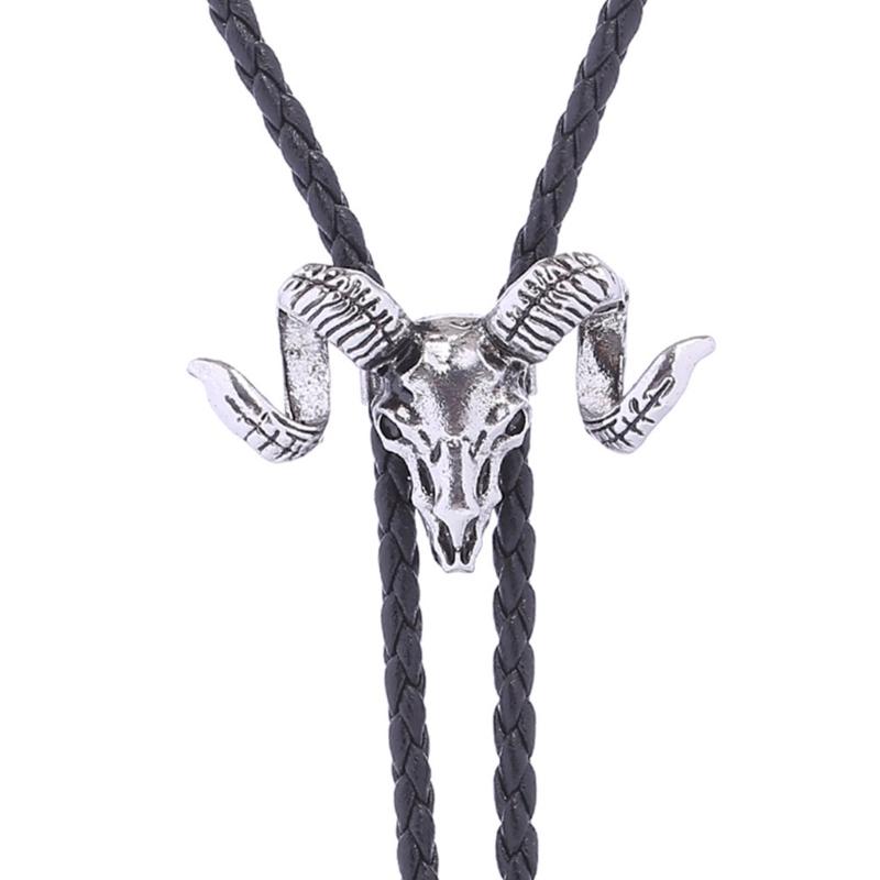 Elegant Black Bolo Tie with Bull Pendant Cowboy Bull Necktie Western Necklace Cool Bola-Tie Western Cowboy Costume