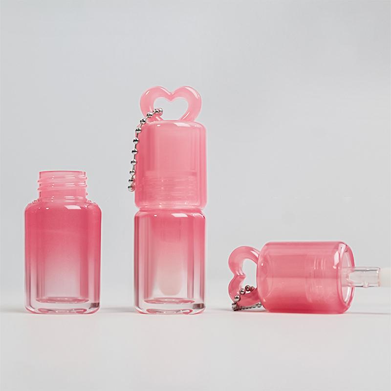 Herzform Hohl Farbverlauf Lipgloss-Tuben Großer Pinsel Lippenöl-Flaschen Leere Lipgloss-Tube Lippenstift-Flaschen Behälter