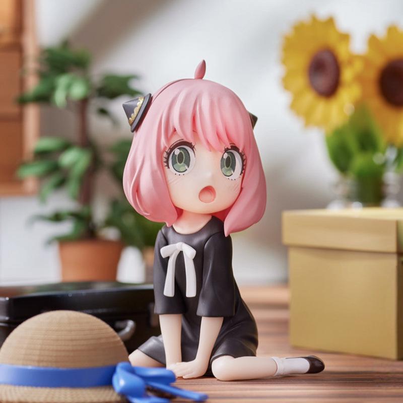 Anime spy playhouse Q version sitting position Ania figure model desktop car chassis ornament statue gift