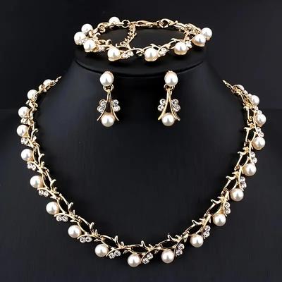 4 Stuks/set Mode Retro Dames Zirkonia Set Strass Kunstmatige Zirkonia Bruiloft Feest Bruid Bruiloft Ketting Armband Oorbellen