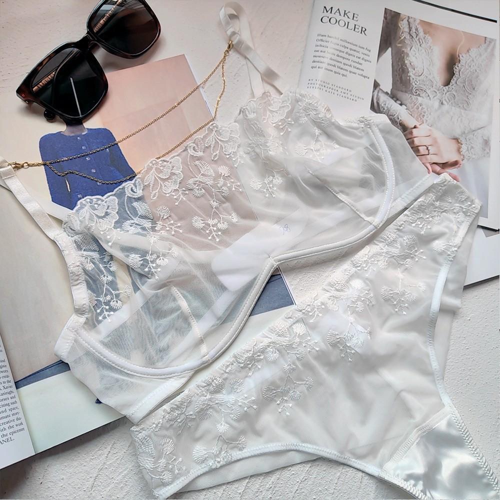 

Sexy lace underwear French ultra-thin large chest small underwear tube top anti-sagging large size bra cover M білий
