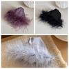 Korean Style Satin Triangle Shark Clip Plastic Women Hairgrips Fluffy Feather Hair Claw  Banquet