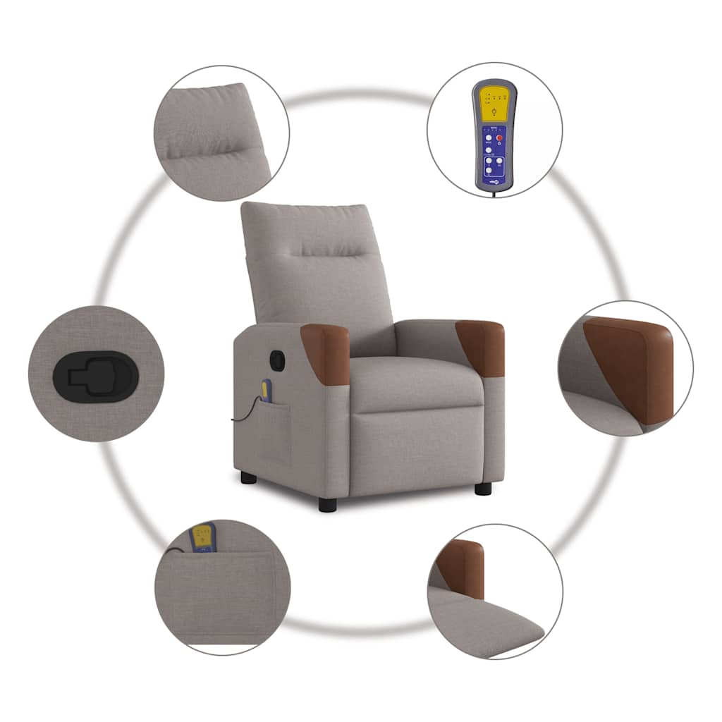 Massage Chair Taupe Fabric