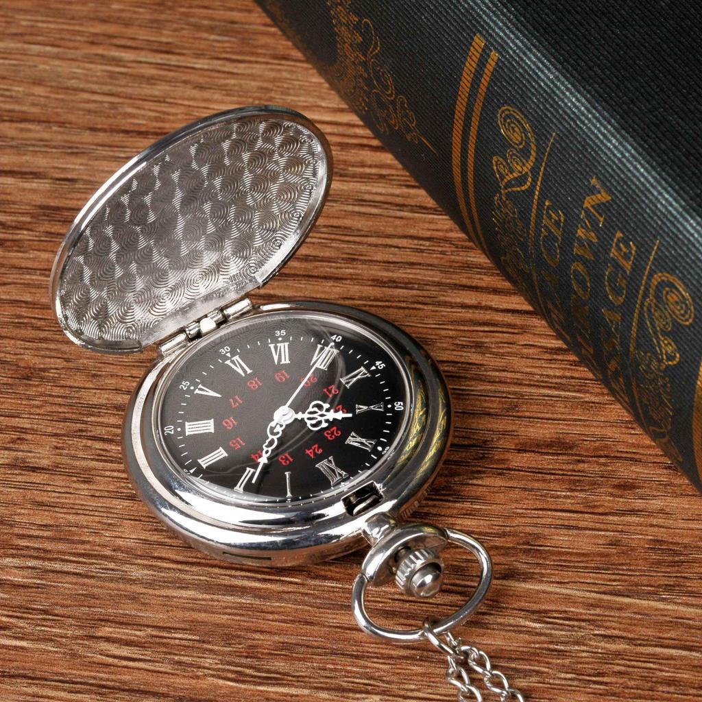 Engravable Large Silver Double-Sided Pocket Watch (Model 8814)