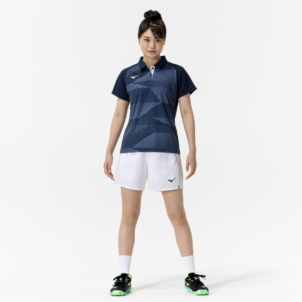 Short Sleeve Game Dynamotion Perfect for Club Navy Size L Women's Tennis/Badminton Shirt, Sweat-Wicking, Quick-Drying, Fit, Activities, Blue,