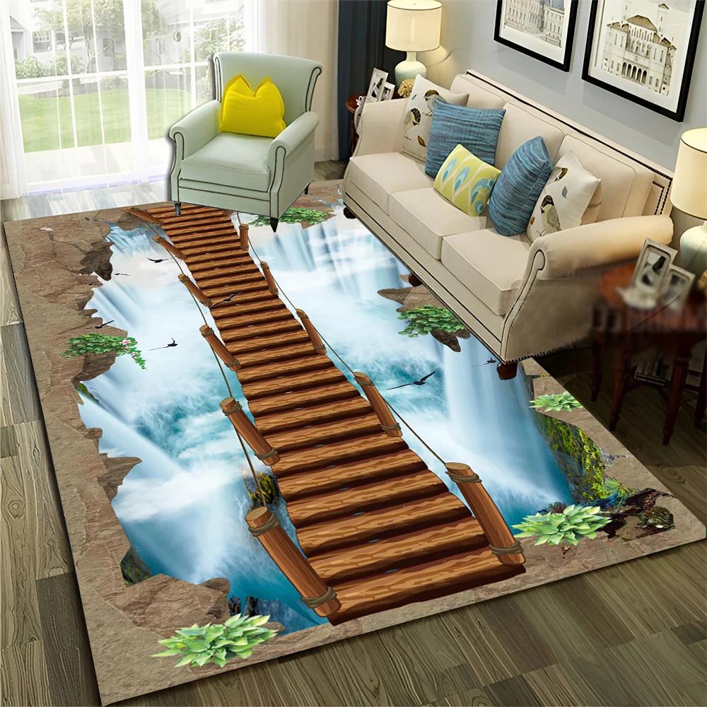 3D Illusion Vision Hallucination HD Carpet Rug for Home Living Room Bedroom Sofa Doormat Decor,Child Area Rug Non-slip Floor Mat