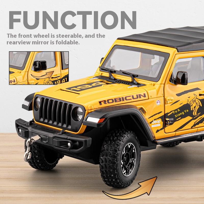 1/24 Alloy Die-cast Wrangler Off-road Vehicle Model Simulation Sound and Light Tire Shock Absorption Children's Toy Ornaments