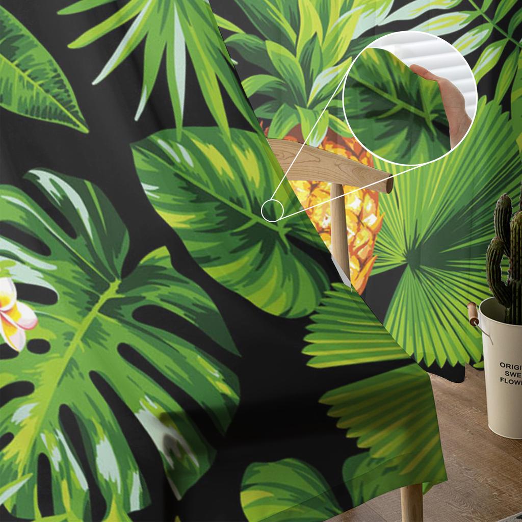 Pineapple Green Leaves Flowers Plant Tulle Sheer Window Curtains for Living Room Kitchen Children Bedroom Voile Hanging Curtain