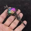 Rainbow Solar Quartz Druzy Pendant Copper Wire Wrapped Pendant Handmade Elegant Jewelry Boho Hippie Pendant Gemstone Copper Jewelry For Gift