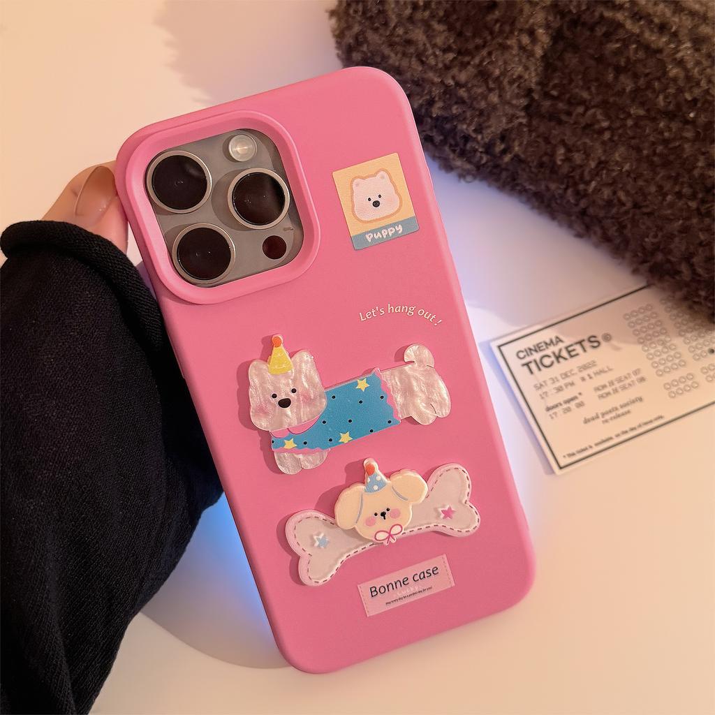 Bones Puppy Shell Iphone16 Mobile Phone Case Apple 15 Suitable for 17pro Max Hanging Chain 13 Three Dimensional
