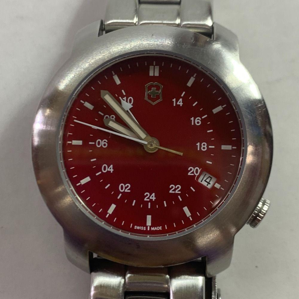 Used 04w3220[Used] VICTORINOX V7-02 GMT quartz men s watch dial red 100M [Hachioji store]