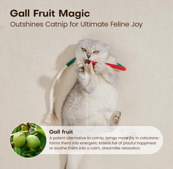 Cat Toys Chew Ropes Pet Toys Refillable Natural Catnip, Safe Teeth Cleaning Toy for Indoor Kittens, Interactive Cat Nip Kitty Toys