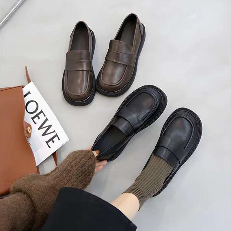 Soft-soled black small leather shoes women's new shoes British style flat-soled single shoes versatile