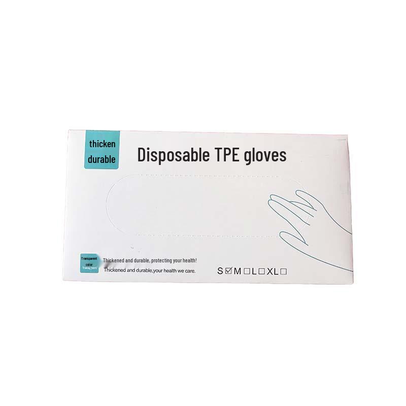 Transparent Food-Grade Thickened TPE Disposable Gloves Size L