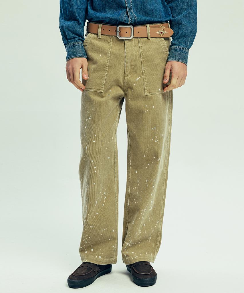 KND Washed & Splatter Paint Corduroy Fatigue Pants Sand Beige