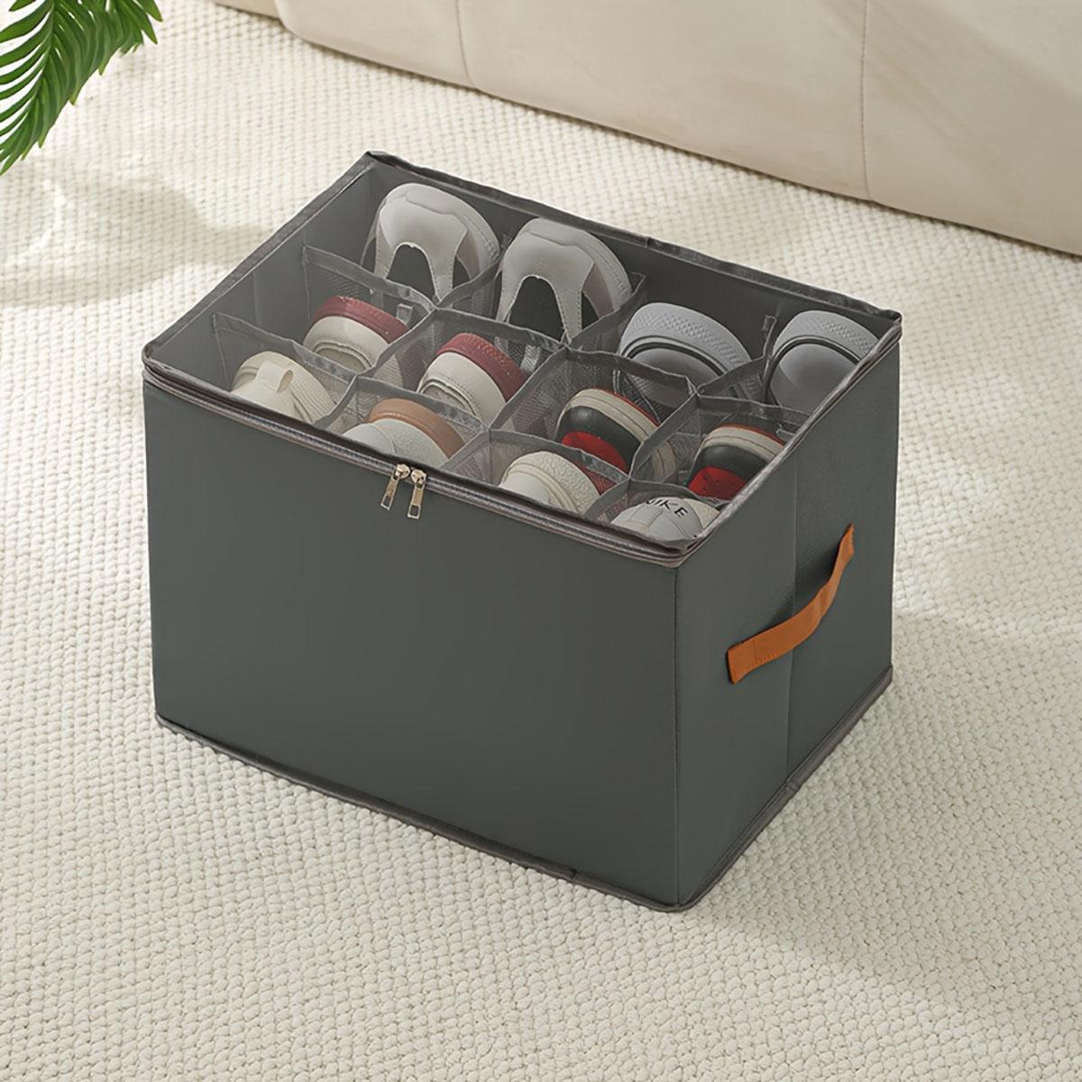 

Pure color of household clothing shoes bin with cover finishing receive a case 12 fabric folded wardrobe underwear sorting bin светло-серый