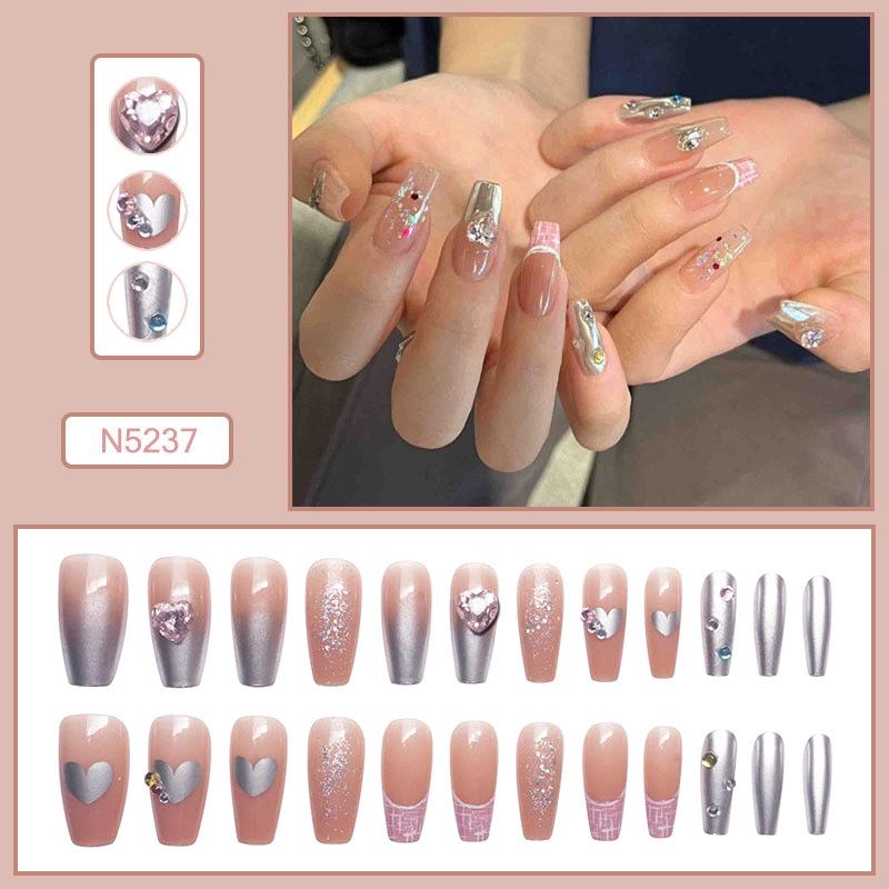 Spicy Girl Mirror Powder Nail Art Stickers - Long Wearable Fake Nails