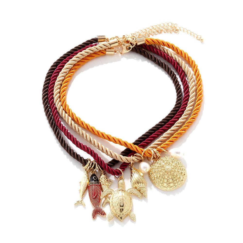 Marine Organism Charms Nylon Rope Necklace Necklace Set Dopamine Necklace  Male