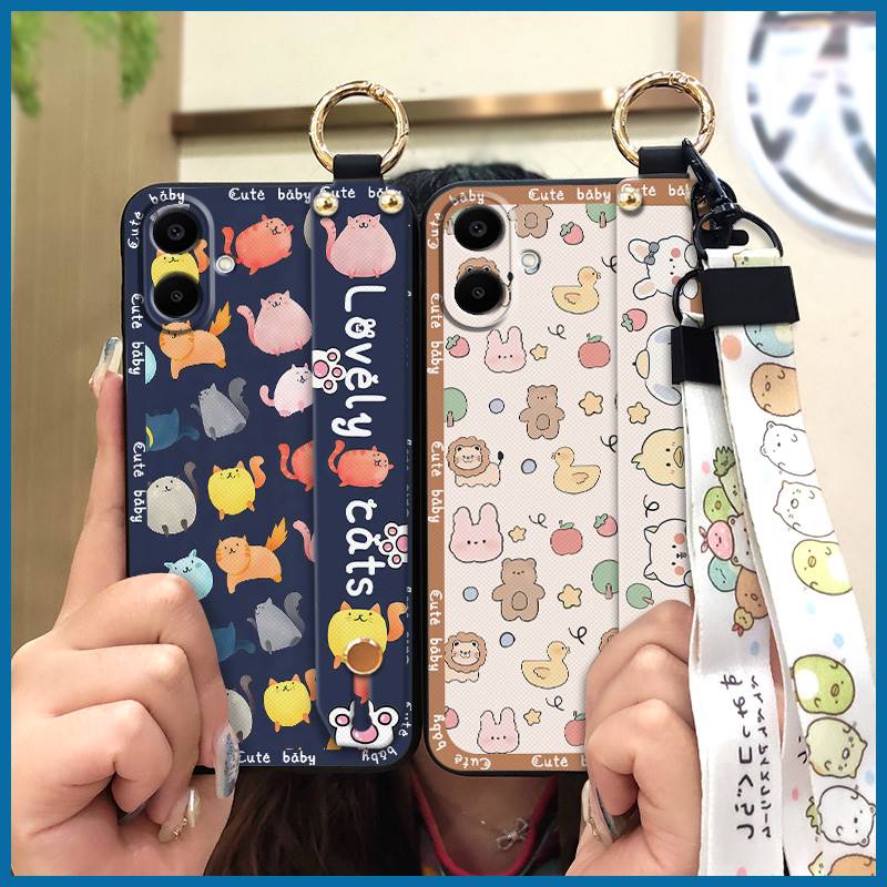 Anti-knock Wristband Phone Case For Samsung Galaxy A07 Fashion Design Wrist Strap Durable Shockproof Soft case Cartoon
