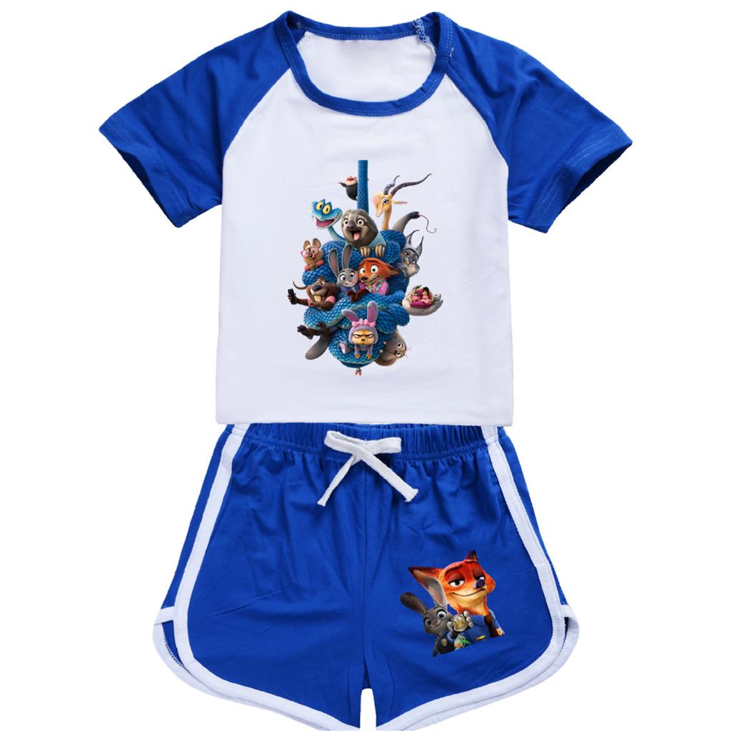 Kids Summer Sport T-Shirt And Shorts 2 Piece Outfit Tracksuit Set Short Sleeve Print Crop Tops With Clothing Set