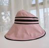 Spring and Summer Big Brim Shading Empty Top Striped Hat Big Brim Outdoor Face Covering Summer Versatile Hat Breathable Adult