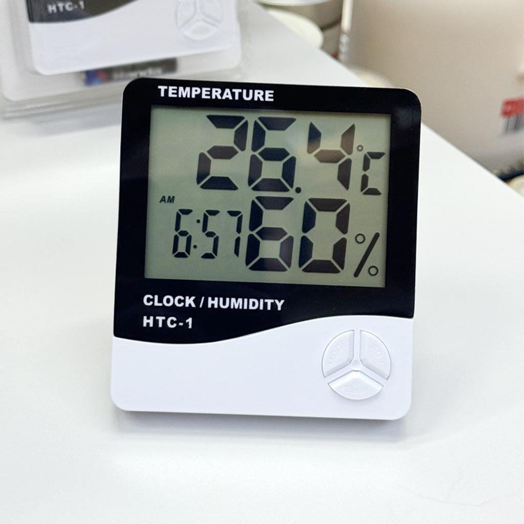 HTC-1 HTC-2 Digital Temperature Humidity Meter Electronic LCD Indoor Outdoor Thermometer Hygrometer Weather Station Clock