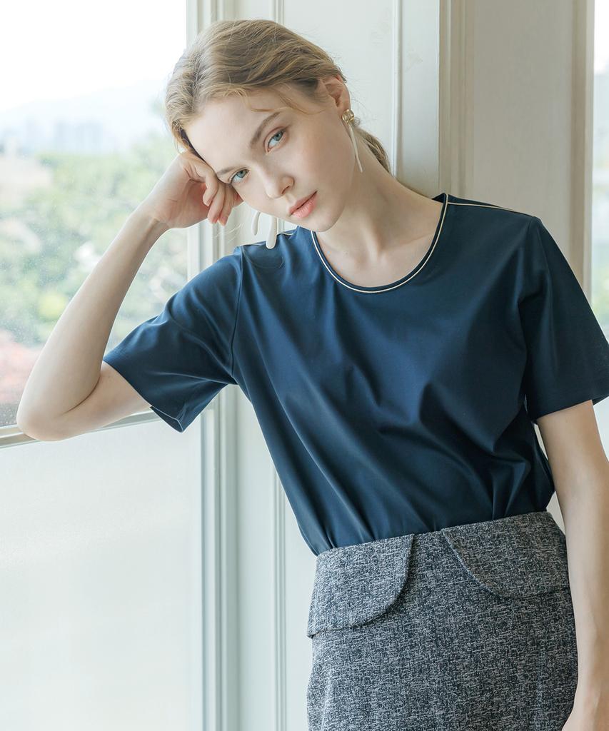 Pelimela Supima Line T-Shirt [Navy]