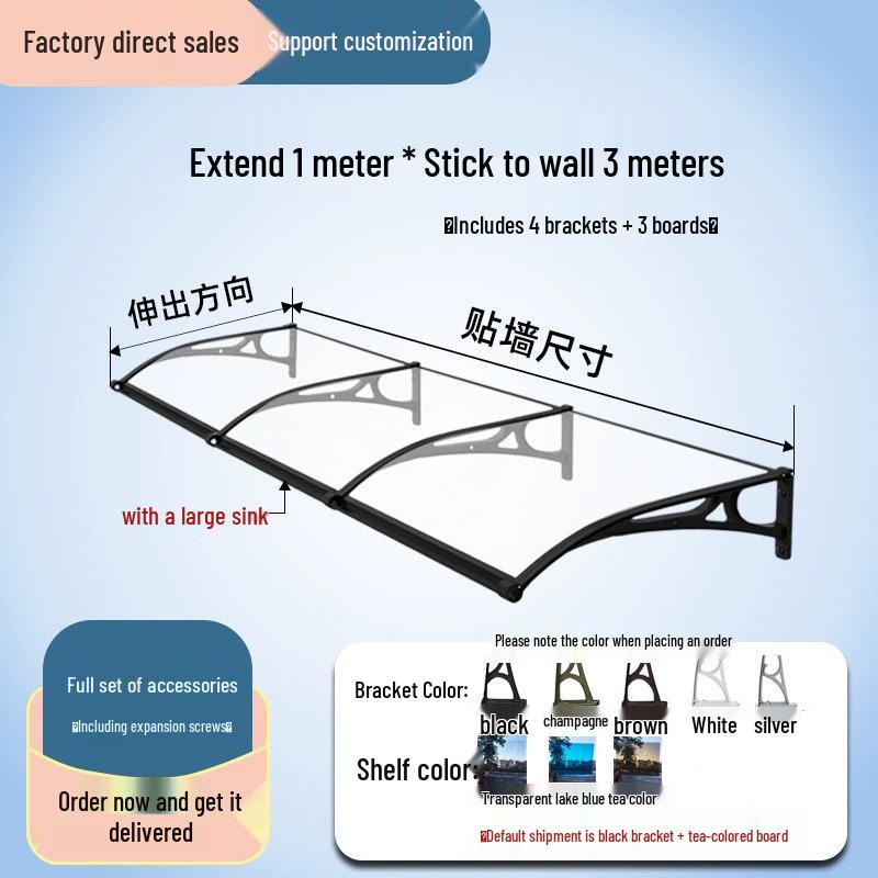 Aluminum Alloy Outdoor Sunshade & Rain Shield for Balcony Windows