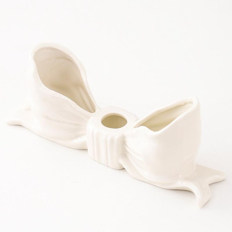 1 шт. Стильный керамический подсвечник с бантом, креативный домашний настольный декоративный подсвечник