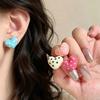 Polka Dot Heart Dot Stud Earrings Colorful Stud Earrings Elegant Heart Earrings  Women