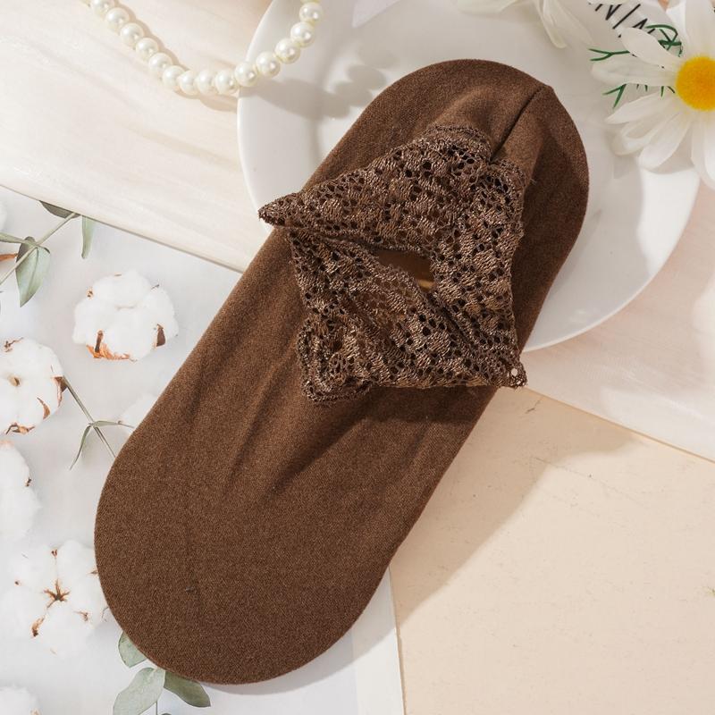 Women's Autumn Winter Thickened Warm Fleece Socks Lace Ankle Socks Non-slip Floor Socks