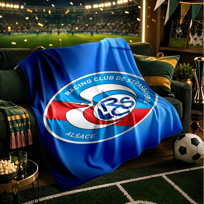 Football Strasbourg Crest Blanket Lightweight Ideal Bedding Blanket Perfect for Travel, Camping, Living Rooms, Offices, Sofas, Fan Christmas gift