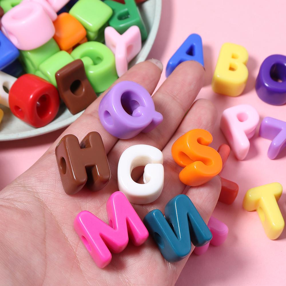 10pcs A-Z Letter Beads Acrylic Alphabet Beads Largr Size Loose Beads  For Jewelry Making DIY Keychain Phone Chain Accessories