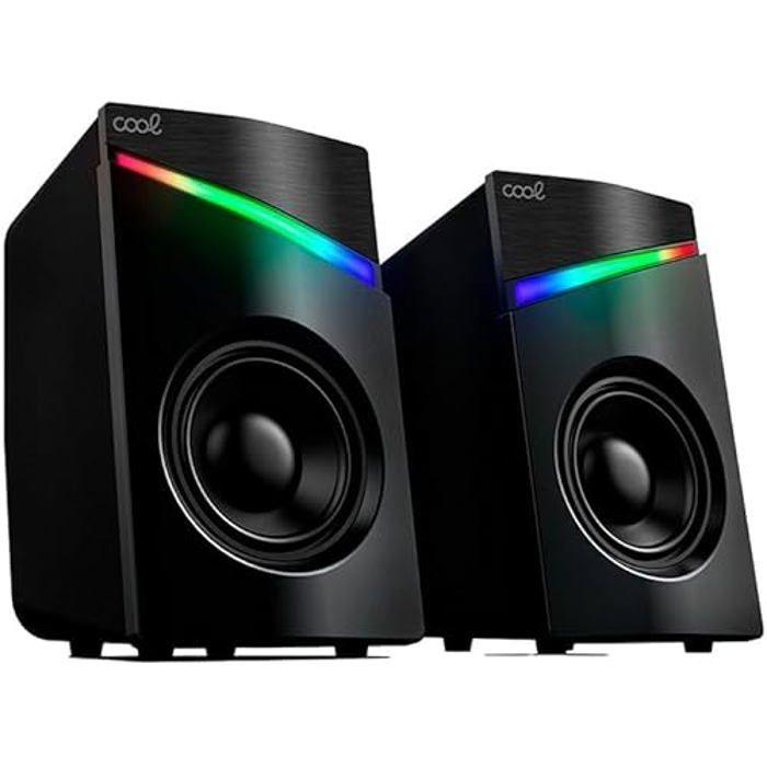 Haut-parleurs pour PC - COOL - Modèle LED USB - 7 W - Filaire - Noir