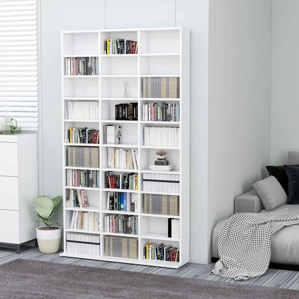 CD Cabinet White 102 X 23 X 177.5 Cm Engineered Wood