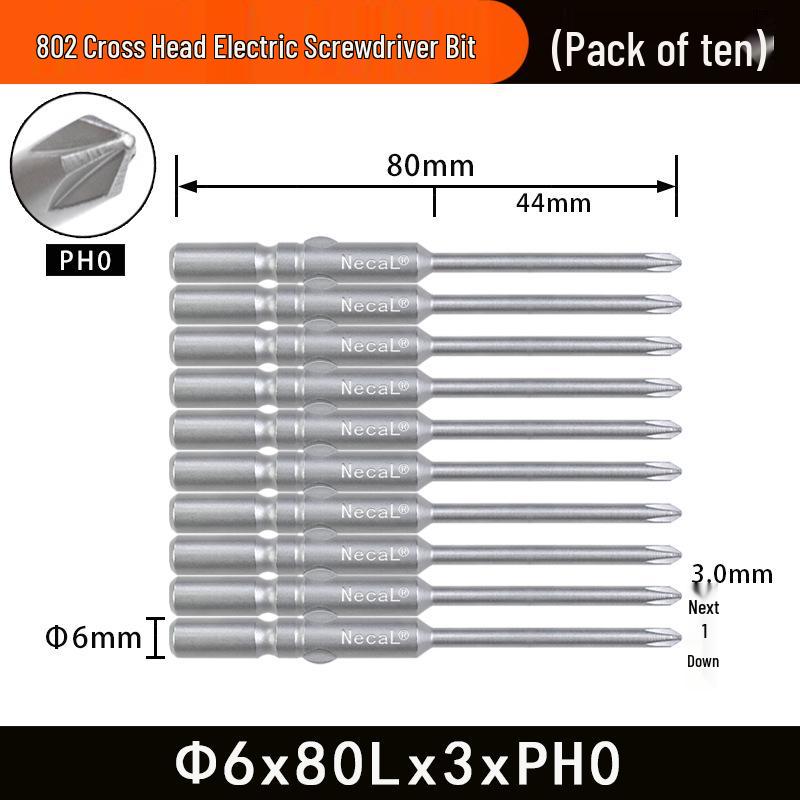 Nigao 802 Magnetic S2 Steel Electric Screwdriver Bit, 6mm, 60/80mm Length