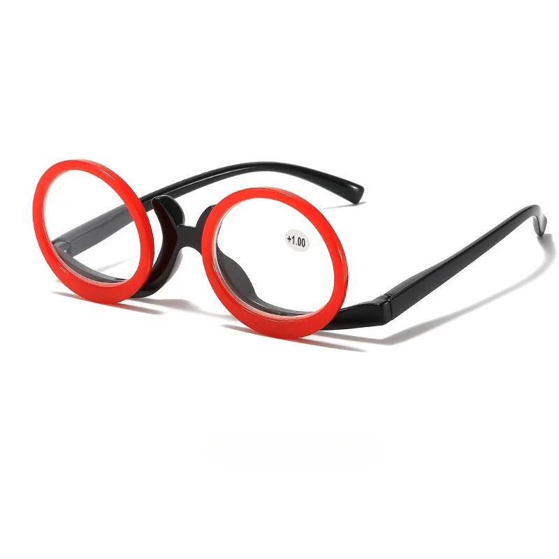 Single Piece Flip Makeup Reading Eyewear New Multi-Color Frame Flip Up And Down Makeup Presbyopia Eyewear Spring Foot Glasses