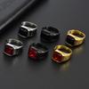 Neuer modischer quadratischer glänzender Zirkonring für Herren Edelstahlring PVD-vergoldeter Schmuck
