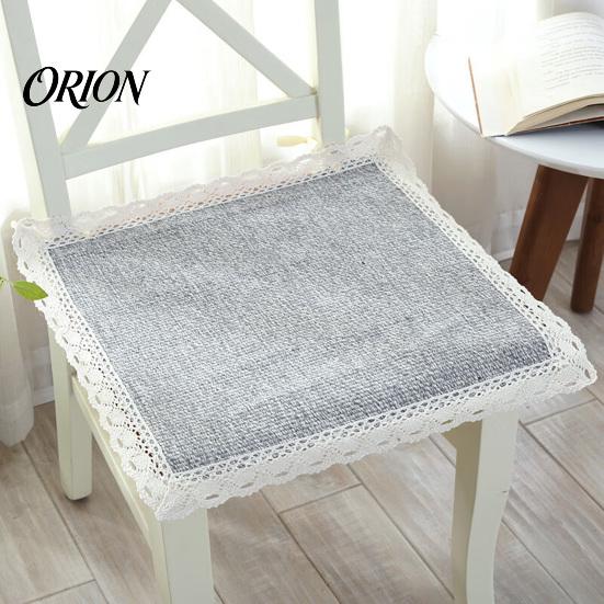Minimalistische Stuhlunterlagen für das Arbeitszimmer Baumwoll-Leinen-Pad mit Bändern, Gestreifte Karomuster-Matte Leichte Sitzauflage mit Spitzenbesatz, Atmungsaktiv Esszimmer Büro Boho-Stil