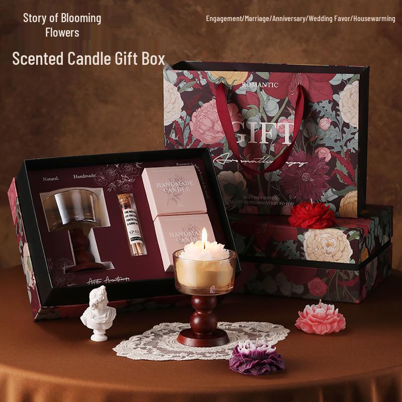 Elegant Aromatherapy Candle Gift Box - Flower Story for New Year, Valentine's Day, Birthdays & Weddings
