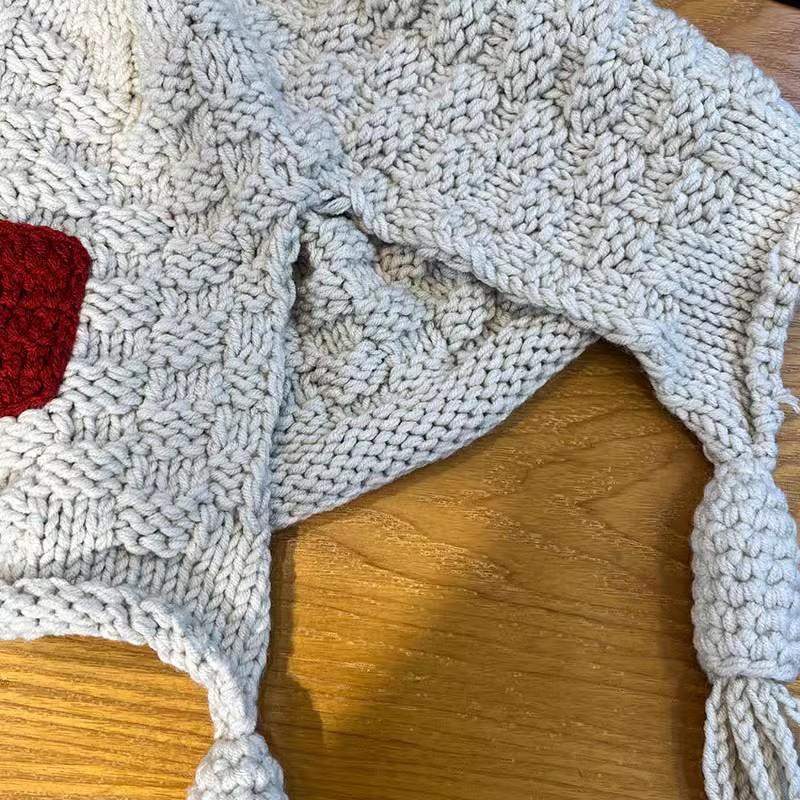 Pălărie cu ciucuri Copii Toamnă și Iarnă Pulover tricotat manual Pălărie din fire Căciulă de protecție pentru urechi