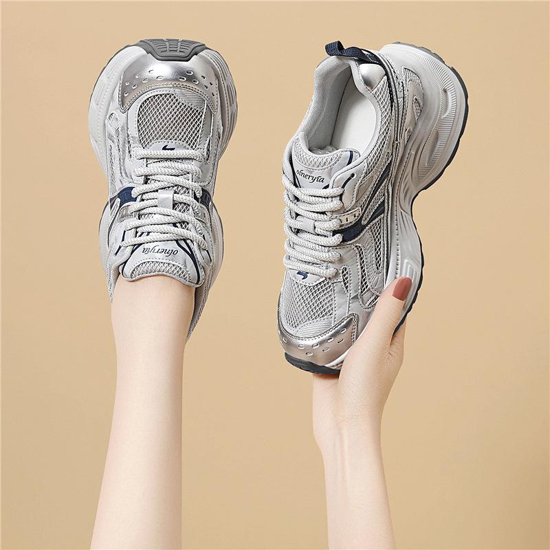 

Comfortable platform dad shoes increase the height of spring new sports shoes color matching mesh trend casual fashion women s shoes 34
