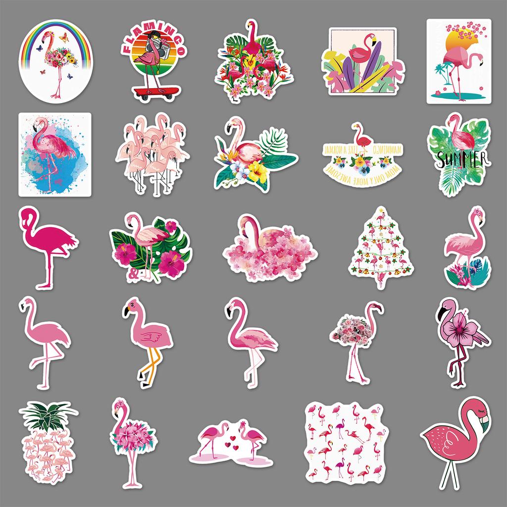 100 Flamingo Graffiti Stickers, Cartoon Animals, Decorations, Scooters, Motorcycles, Bikes, Car Stickers