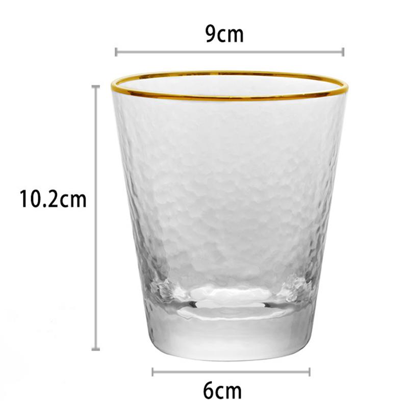 

4pcs/2pcs/1pcs Golden Edge Water Cup 330ml Household Relief Cup Heat-resistant Glass Drinkware Gifts for Friends Beverage Cups 330ml