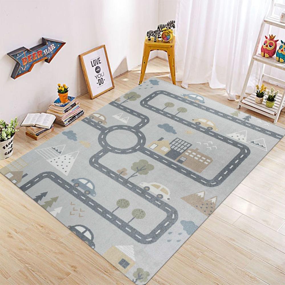 Cute Cartoon Animal  Rug Series Playful Bird  Air Balloon Dinosaur Pattern Floor  For  Room